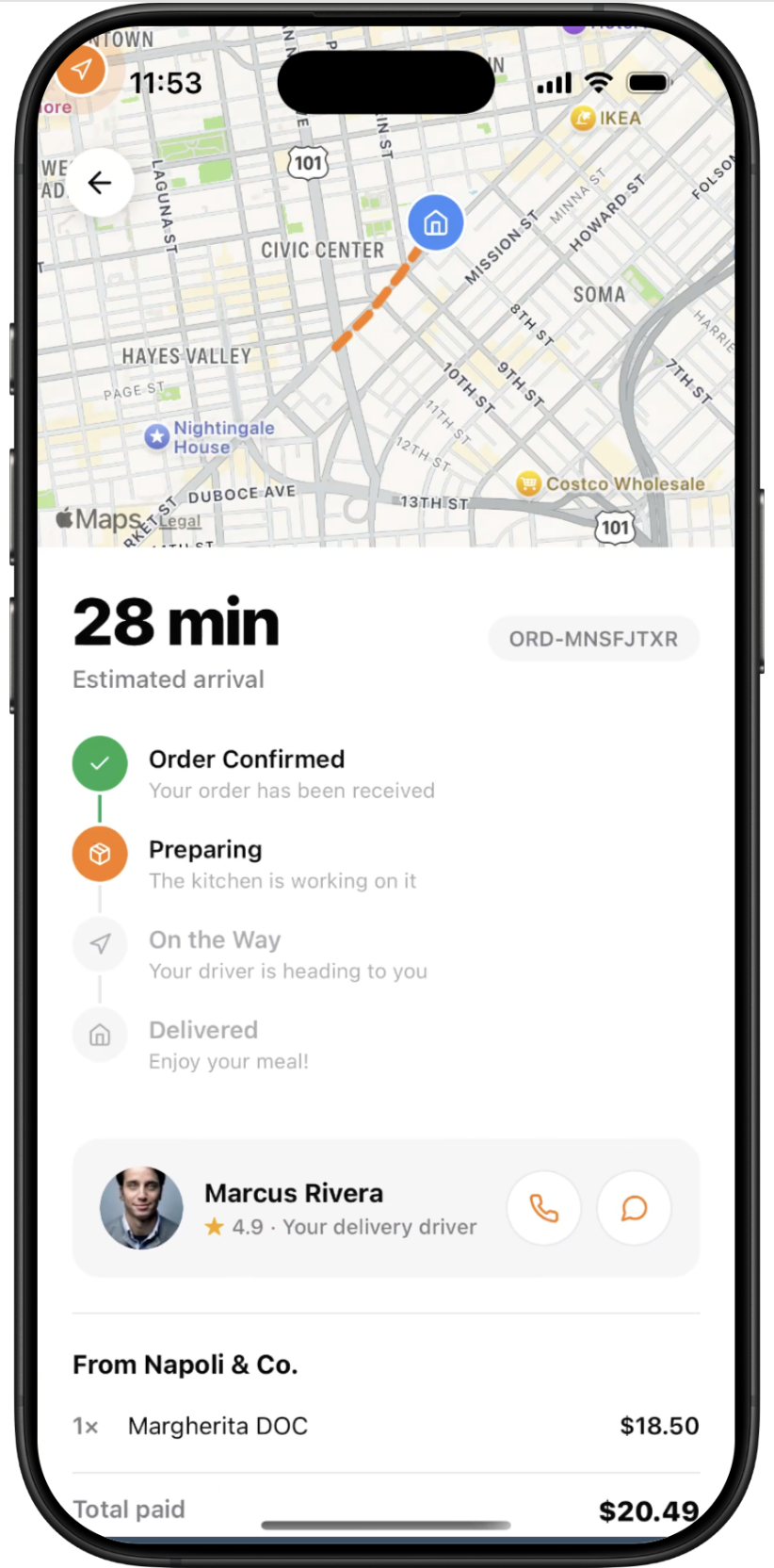 Food Delivery App — screen 3